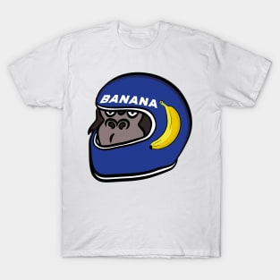 Gorilla wearing an old racing car helmet T-Shirt